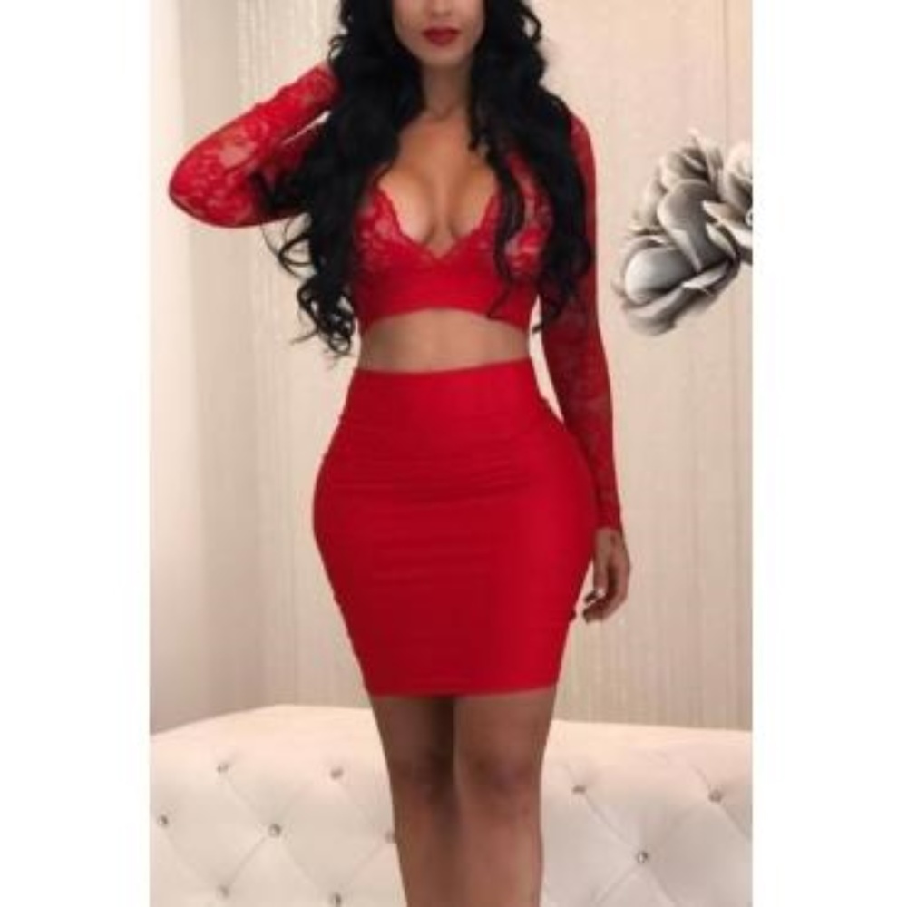 Sexy Red 2 Piece Valentines Day Set